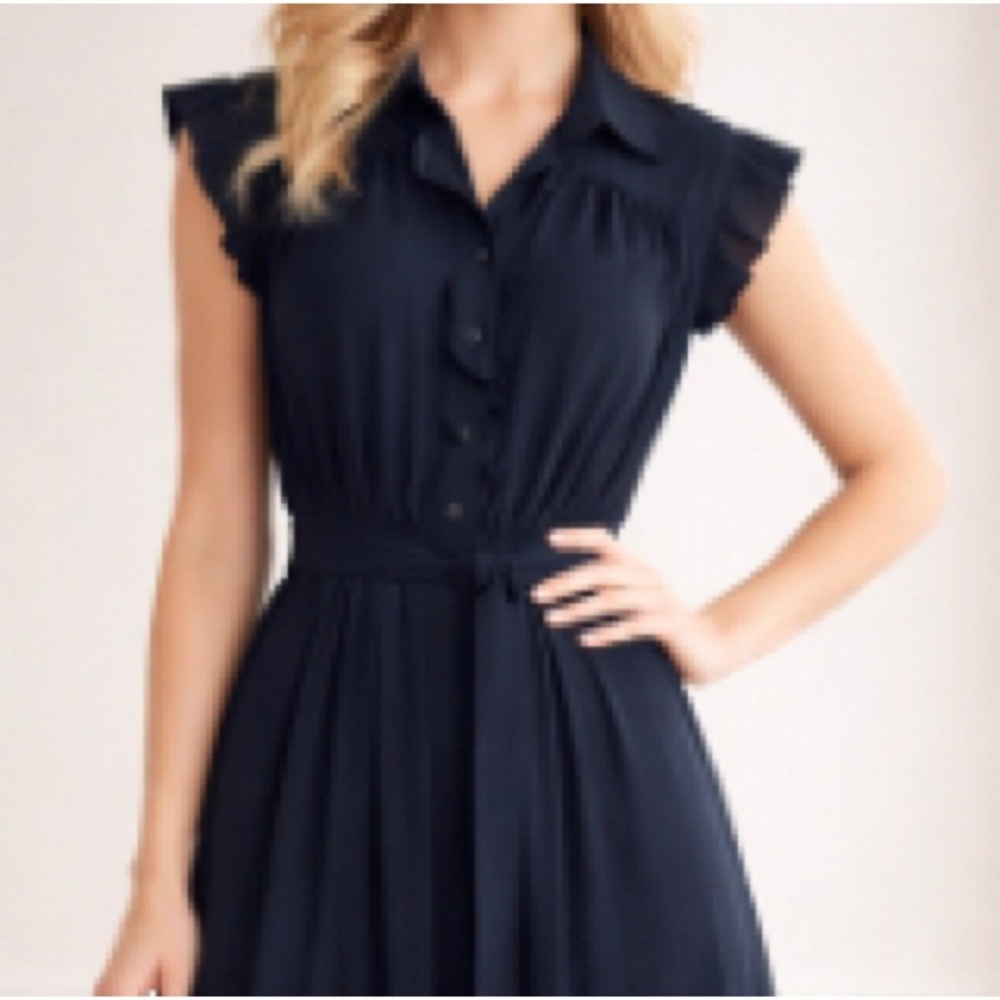 New ELIE TAHARI PLEATED BELTED SLEEVELESS DRESS - Picture 3 of 16